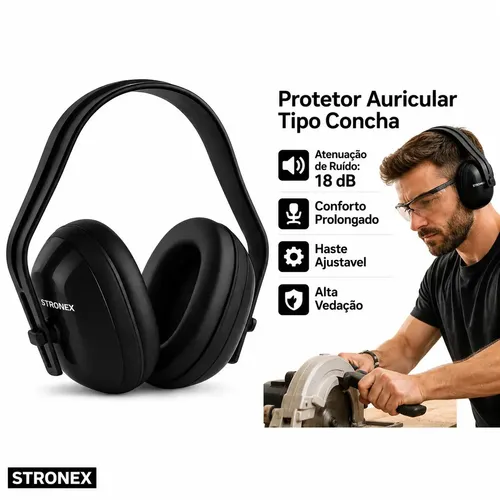 Protetor Auricular Abafador De Ouvido Tipo Concha Adulto Ajustáve...