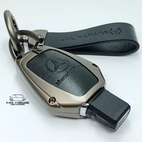 Funda de piel auténtica para Mercedes-Benz, 3 botones, entrada sin llave,  control remoto, protección inteligente para llave de coche, funda Etui con