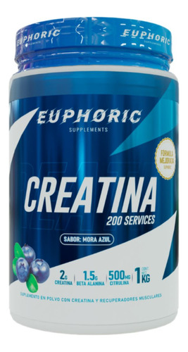 Euphoric Creatina Beta Alanina Citrulina 1 Kg 200 Servicios Sabor Mora Azul