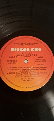 Signos Soda Stereo Vg+ Edición Promo 1986