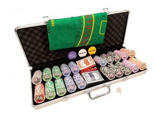 Maleta De Poker 500 Fichas Holográficas Brilhantes 11,5 Grs