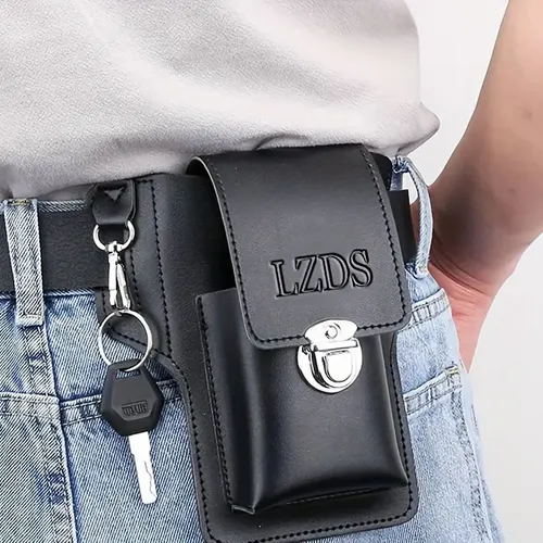 Estuche Cinturón Correa Cuero Celular Hombres Universal