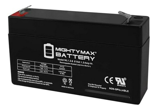 Mighty Max Batería 6v 1.3ah Para Sistemas De Seguridad  Ips