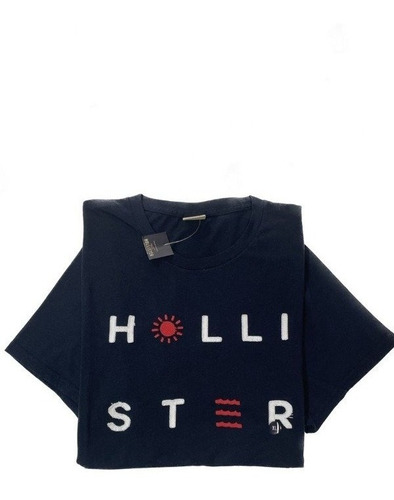 Remera Hollister Bordada Sol Azul