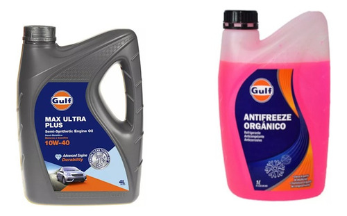 Gulf Aceite Y Refriger Semi Sintético 10w40+antifreeze Rojo