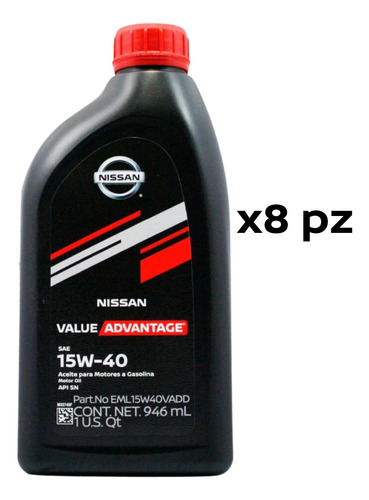 Paquete 8pz Aceite Motor 15w40 Nissan Pick Up 1970