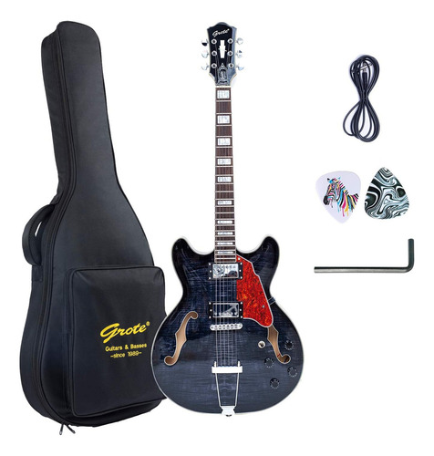 Jazz Guitarra Eléctrica Semi-hueco Cuerpo Trapecio Cola P