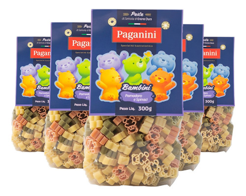 Macarrão Paganini Ursinhos Tricolor Bambin 300g (5 Pacotes)