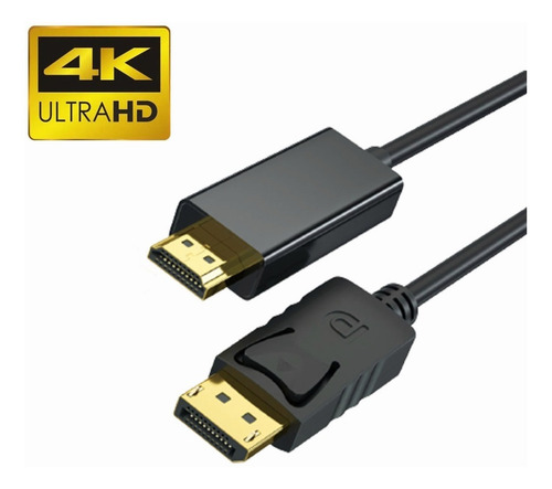 Imagen 2 de 6 de Cable Dp Display Port Macho A Hdmi Macho, 1.8m 4k/ Pc, Mac