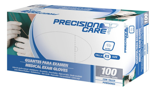 Guantes De Latex Desechables Precision Care X 100 Unidades Color Blanco Talla Xs