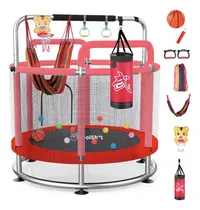 Comprar Brincolin Infantil Trampolin Para Niños Brincolin 1.40 M Lona de salto Negro Cobertor de resortes Rojo