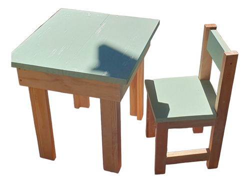 Mesa Y 2 Sillas Niños En Madera