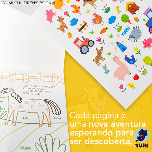 Livro De Colorir E Lápis Animais Da Fazenda | Com 50 Adesivos E Borracha De Bichinhos