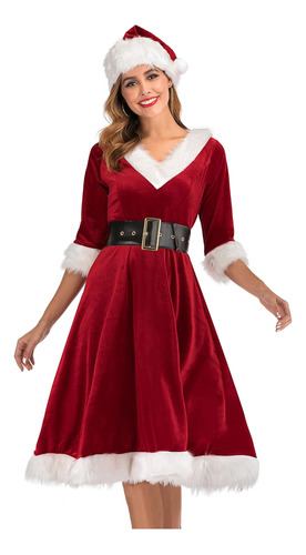 Cuteshower Disfraz De Sra. Claus Navidad Vestido Rojo Trajes