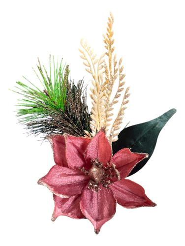 Flor Artificial Magnolia Adorno Navideño Hogar Pack 3 Pz