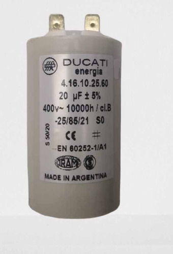 Capacitor De Arranque De Motor 20 Uf