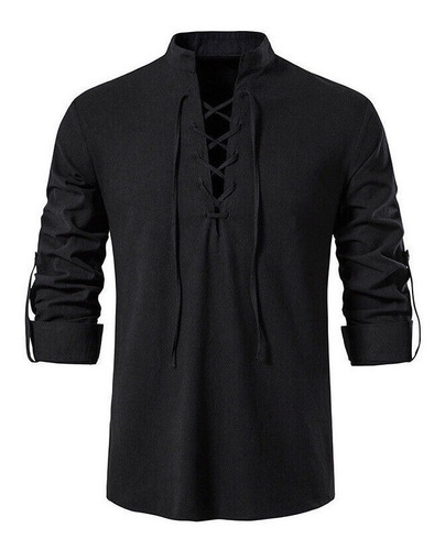 Blusa Con Cuello En V Para Hombre - Camisa Medieval De Pirat