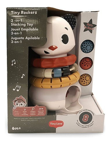 Brinquedo De Empilhar 3-em-1 Eletrônico Panda Tiny Rockers