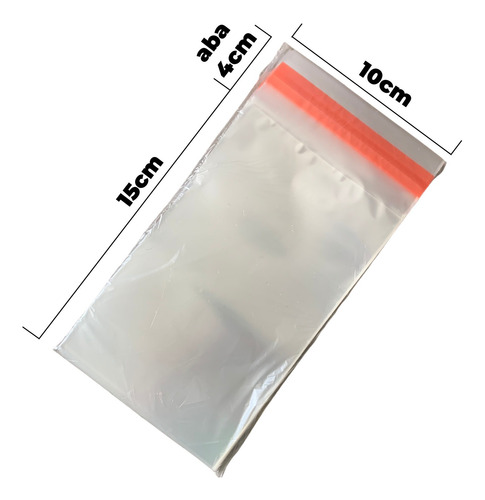 Imagem 1 de 10 de 100 Un Saco Transparente Embalagem Plástica Adesivada 10x15