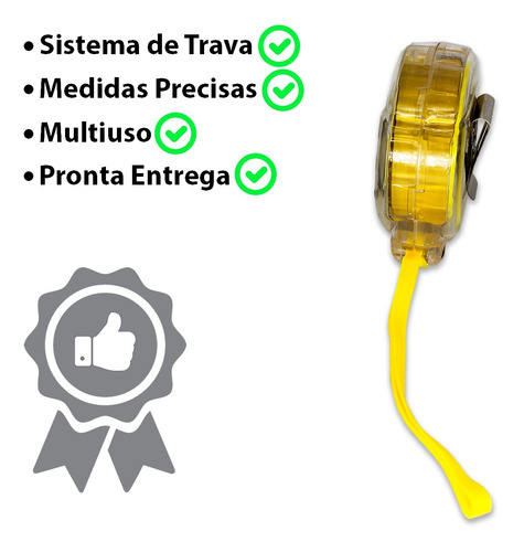 Imagem 6 de 7 de Trena 5 Metros Com Trava Transparente Resistente Manual