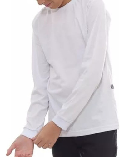 Camiseta Infantil Manga Longa 100% Algodão Branca