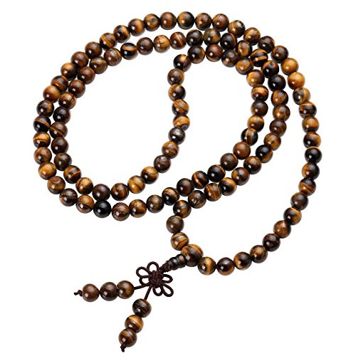 Jovivi Tibetano 8 Mm 108 Natural Tiger Eye Gemstone Beads Or