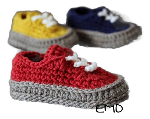 Zapatos  Tenis Tejidos A Crochet Para Bebe 0-3 Meses