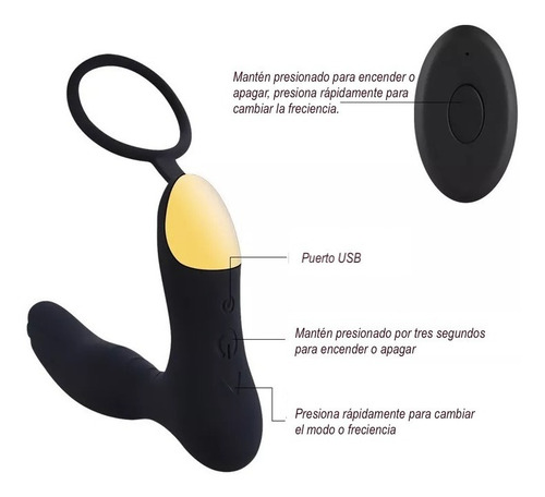 Dildo Anal Con Vibrador Estimulador Punto G Próstata Hombres Color Negro