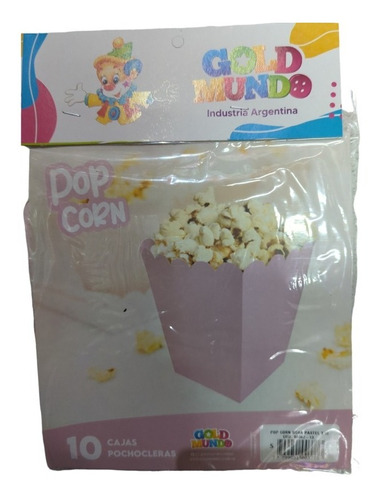 Caja Pochoclera Rosa Pastel X 10 Pop Corn Cotillon