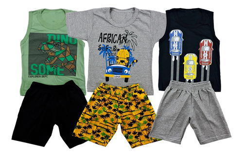 Kit Lote 6 Conjuntos Roupa Infantil Menino Masculino Atacado
