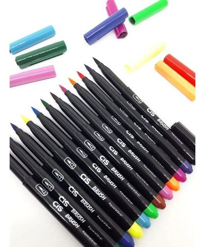 Bloco De Exercício Lettering + Caneta Brush Cis 12 Cores