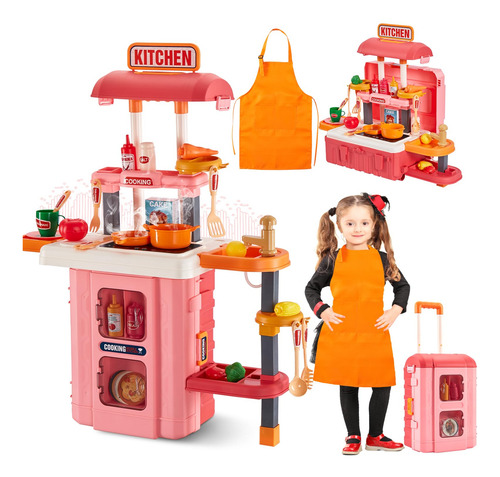 Set Cocina 3 En 1 49 Piezas Accesorios Realistas Niños Color