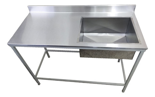 Imagen 1 de 3 de Mesada Acero Inoxidable 140x55cm C/ Bacha Derecha Y Zocalo