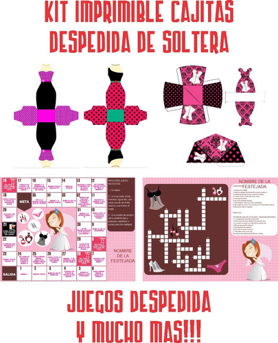 Kit Imprimible Cajitas Despedida De Soltera + Juegos!!!