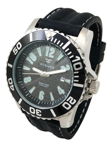 Reloj Kosiuko Hombre Acero Caucho Aro Girat Ksk 7529