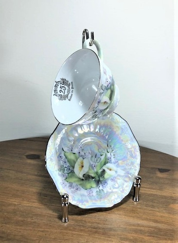 Imagem 2 de 7 de Enfeite Xicara Chá Com Suporte Bodas De Prata 25 Anos 24cm