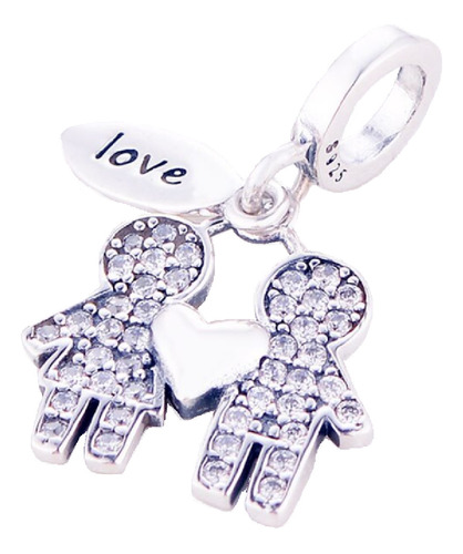 Charm 100% Auténtica Plata 925 Pareja Corazón Y Circones