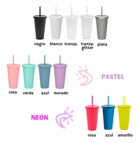 20 Vaso Reusable Personalizado Con Popote, 24 Oz