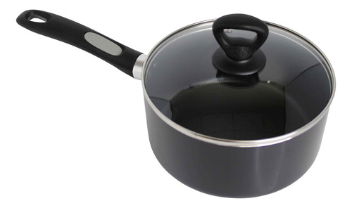 Cacerola Antiadherente De Aluminio Con Tapa 1 Litro Negra