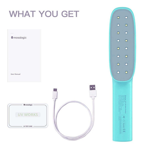 Imagen 6 de 10 de Lampara Varita Desinfectante Recargable De Luz Ultravioleta