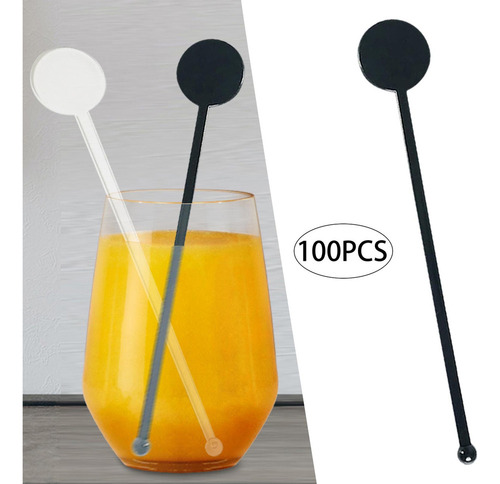4 X 100 Agitadores De Café, Paletas Para Mezclar, Negro