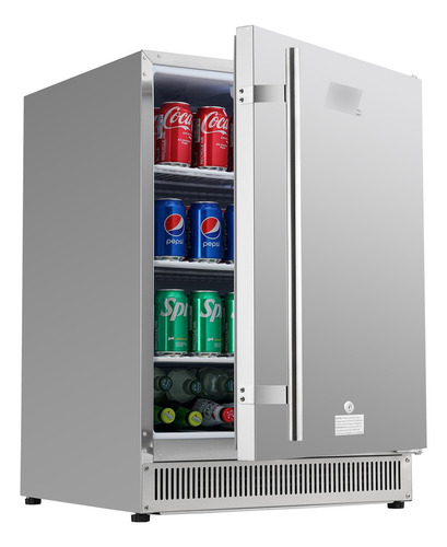 Vevor Refrigerador De Bebidas De 24 Pulgadas, Refrigerador Color Plateado
