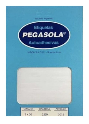  Etiqueta Vigor Pegasola Rectangulo Color Blanco 3012 8x20mm