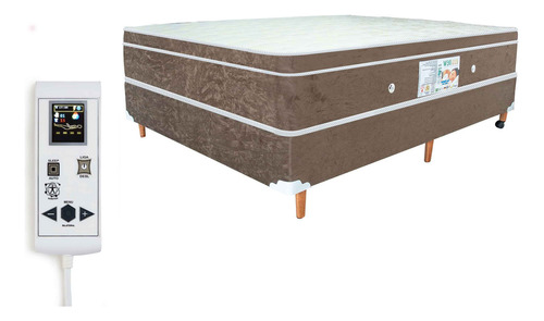 Cama Box E Colchão Magnético Infravermelho Massageador Casal Cor Marrom