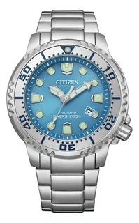 Reloj Citizen Promaster Eco Drive Azul Abn0165-55l Color De La Correa Plateado Color Del Bisel Plateado