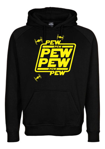 Sudadera Star Wars Logo Pew Pew Naves Con Gorro  