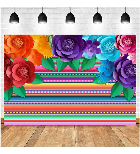 ~? Stripe Colorful Paper Flower Fiesta Mexican Theme Photogr