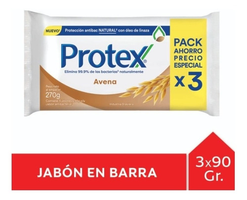 Pack X 3 Jabón Protex Barra Jabón Aloe 90g  3und Barras Aloe