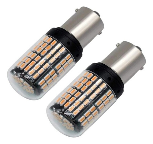 X2 Ampolleta 144 Led Intermitente Py21 Pata En V 12v Ámbar