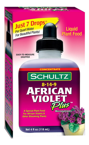 Schultz African Violet Plus Alimento Vegetal 8-14-9, 4 Oz Lí